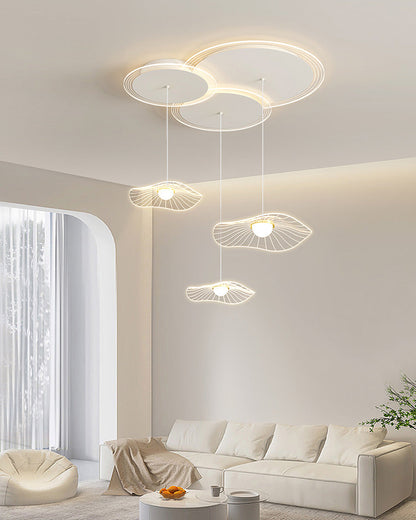 Diff Lotus Flower/Globe Staggered Pendant Light-DF2164