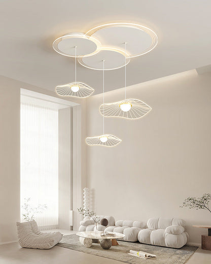 Diff Lotus Flower/Globe Staggered Pendant Light-DF2164