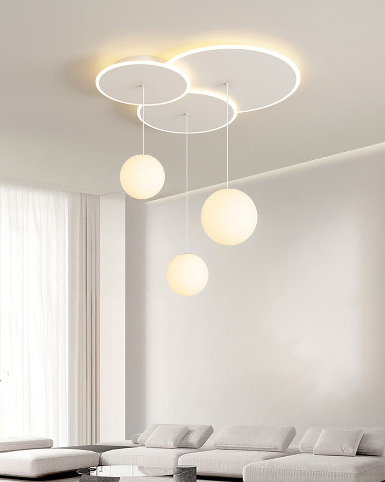 Diff Lotus Flower/Globe Staggered Pendant Light-DF2164