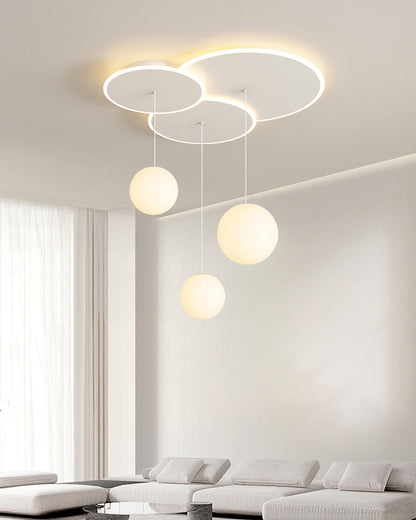 Diff Lotus Flower/Globe Staggered Pendant Light-DF2164