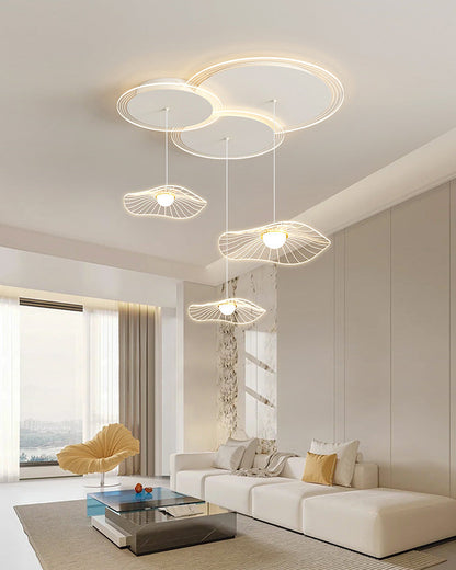 Diff Lotus Flower/Globe Staggered Pendant Light-DF2164