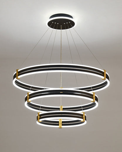 Diff Tiered Black Rings Chandelier-DF2172