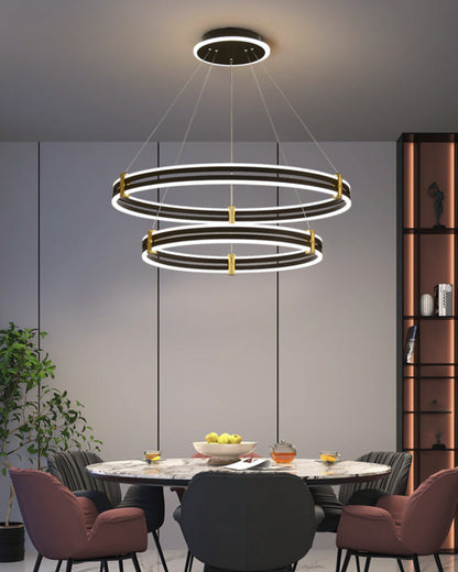 Diff Tiered Black Rings Chandelier-DF2172