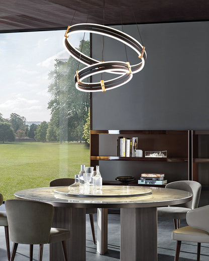Diff Tiered Black Rings Chandelier-DF2172