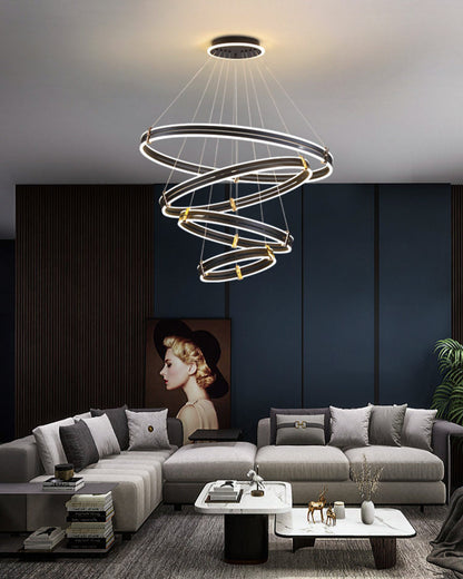 Diff Tiered Black Rings Chandelier-DF2172