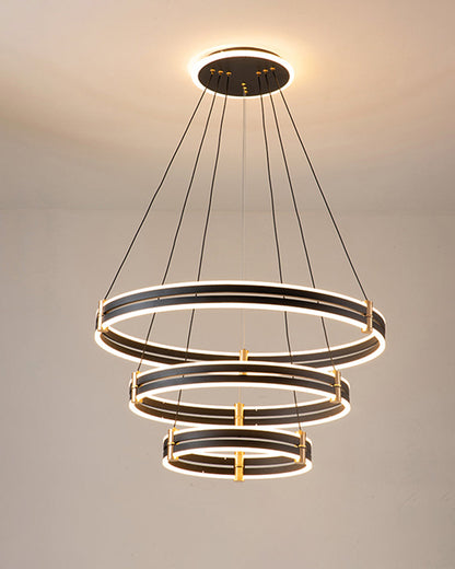 Diff Tiered Black Rings Chandelier-DF2172