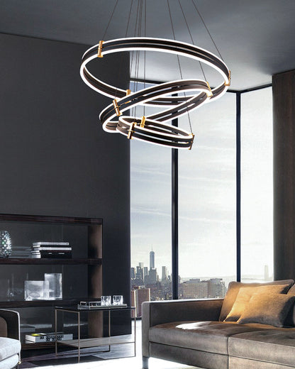Diff Tiered Black Rings Chandelier-DF2172
