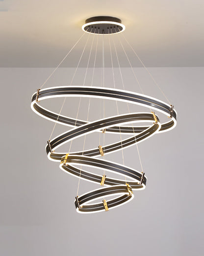 Diff Tiered Black Rings Chandelier-DF2172