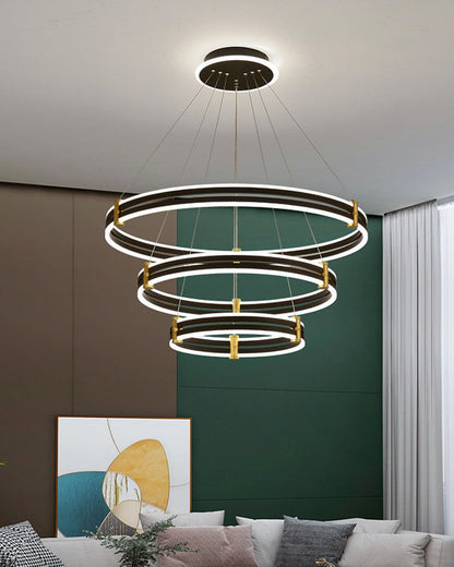 Diff Tiered Black Rings Chandelier-DF2172