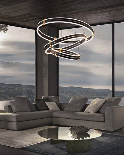 Diff Tiered Black Rings Chandelier-DF2172