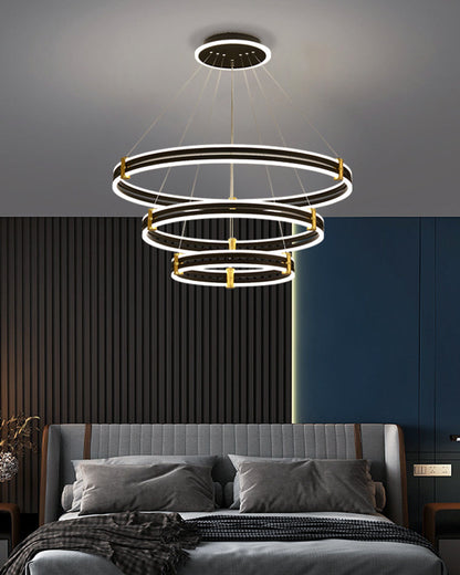 Diff Tiered Black Rings Chandelier-DF2172