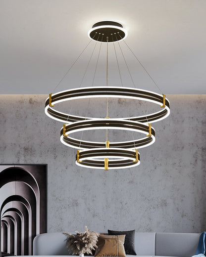 Diff Tiered Black Rings Chandelier-DF2172