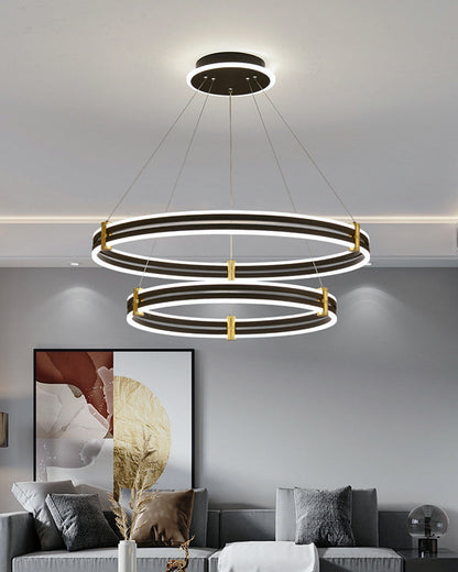 Diff Tiered Black Rings Chandelier-DF2172