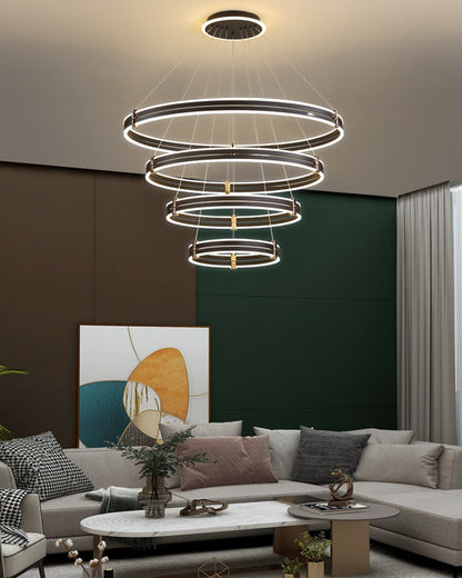 Diff Tiered Black Rings Chandelier-DF2172