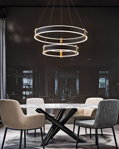 Diff Tiered Black Rings Chandelier-DF2172