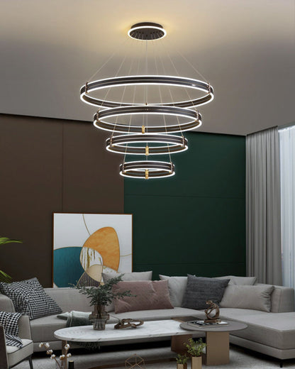 Diff Tiered Black Rings Chandelier-DF2172
