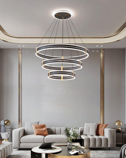 Diff Tiered Black Rings Chandelier-DF2172