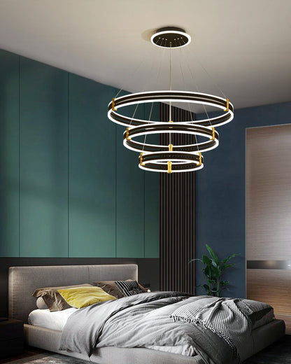 Diff Tiered Black Rings Chandelier-DF2172