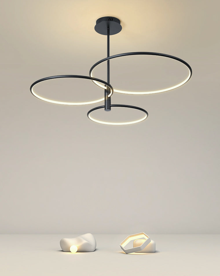 Diff 3 Black LED Rings Chandelier-DF2179