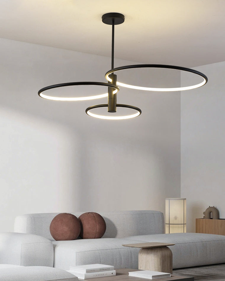 Diff 3 Black LED Rings Chandelier-DF2179