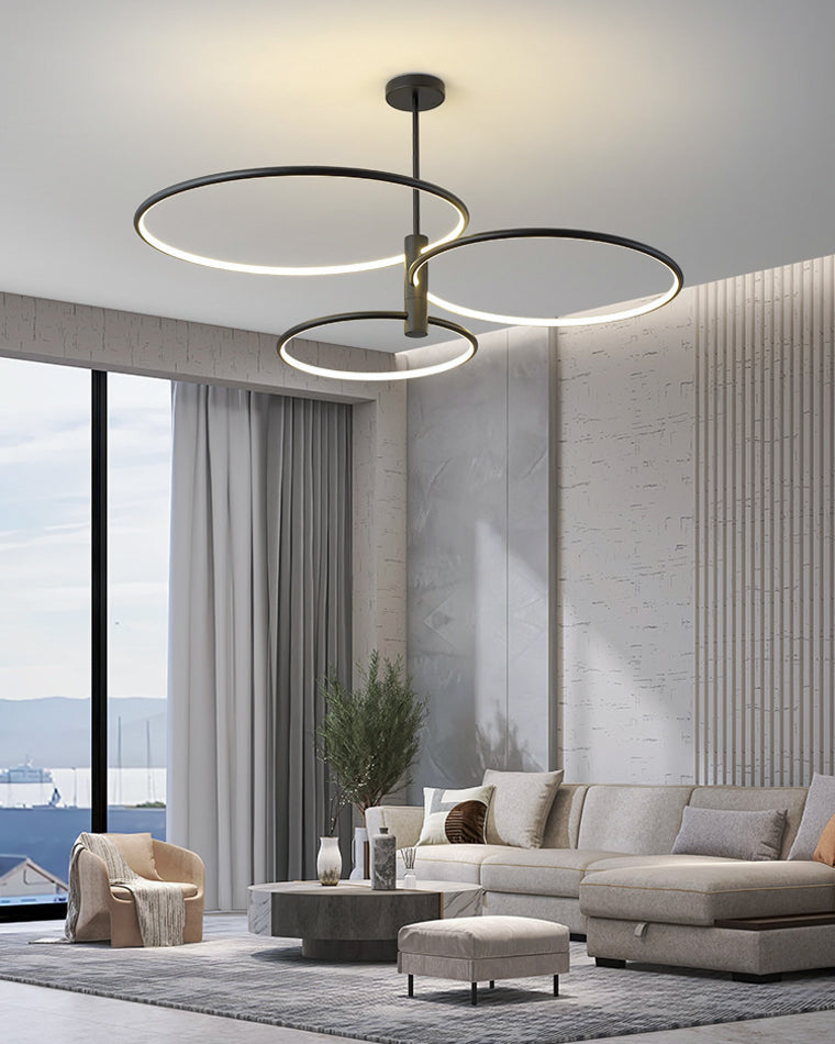Diff 3 Black LED Rings Chandelier-DF2179
