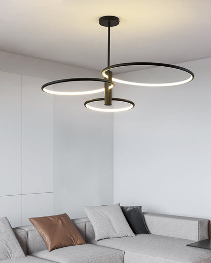 Diff 3 Black LED Rings Chandelier-DF2179