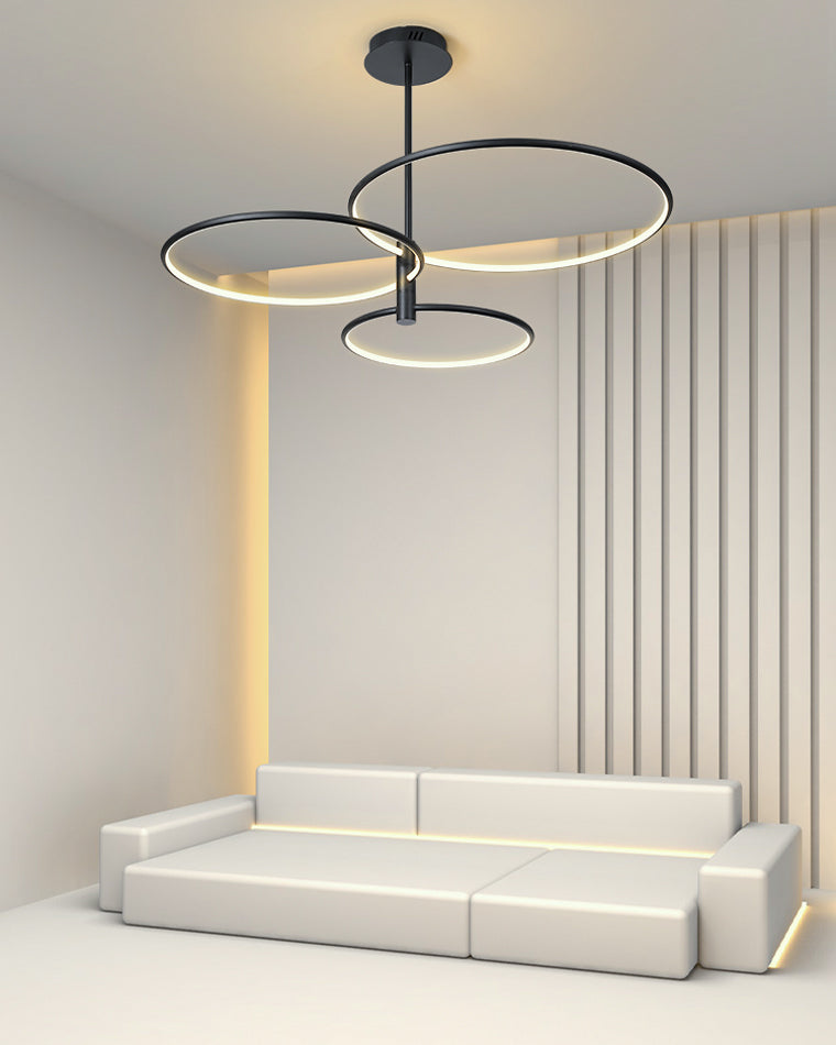 Diff 3 Black LED Rings Chandelier-DF2179