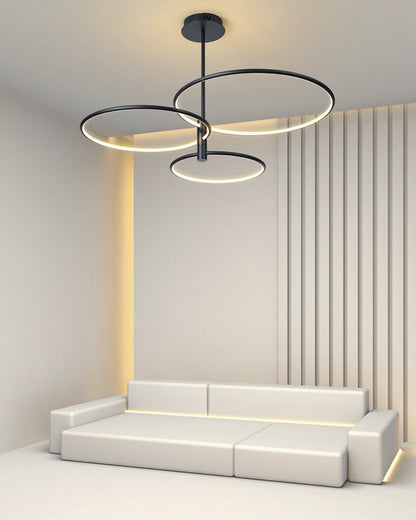 Diff 3 Black LED Rings Chandelier-DF2179