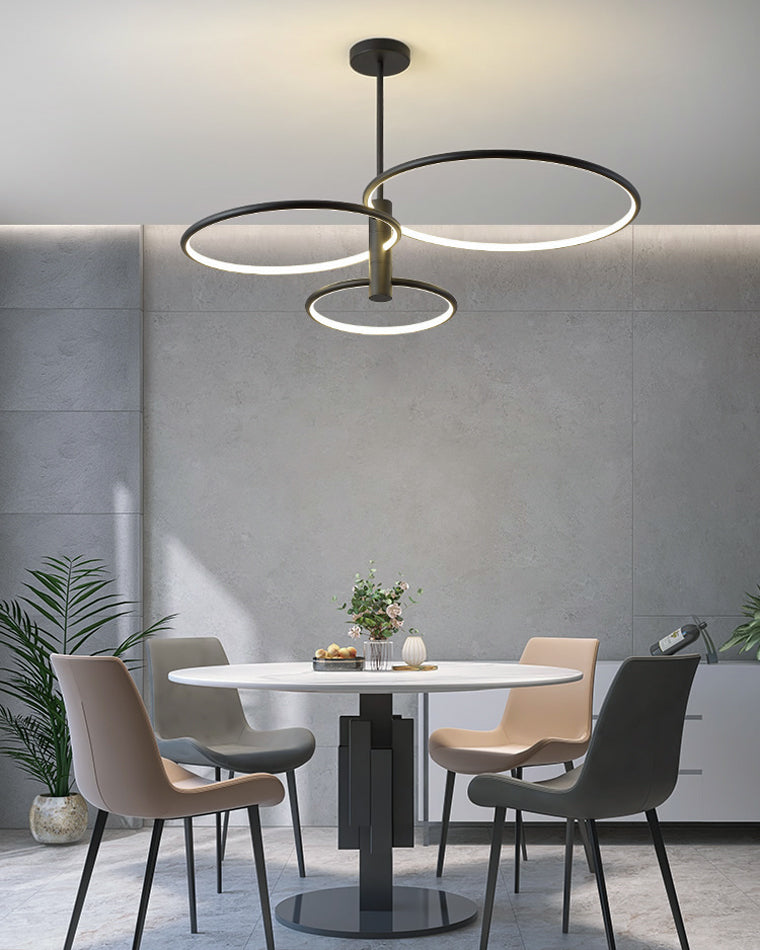 Diff 3 Black LED Rings Chandelier-DF2179
