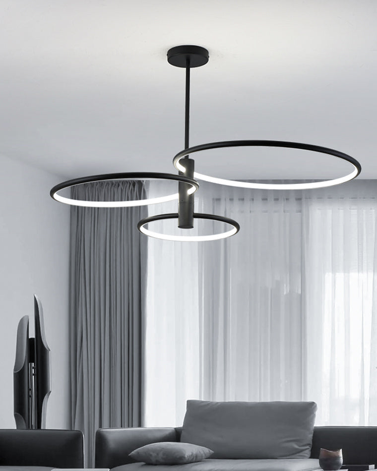 Diff 3 Black LED Rings Chandelier-DF2179