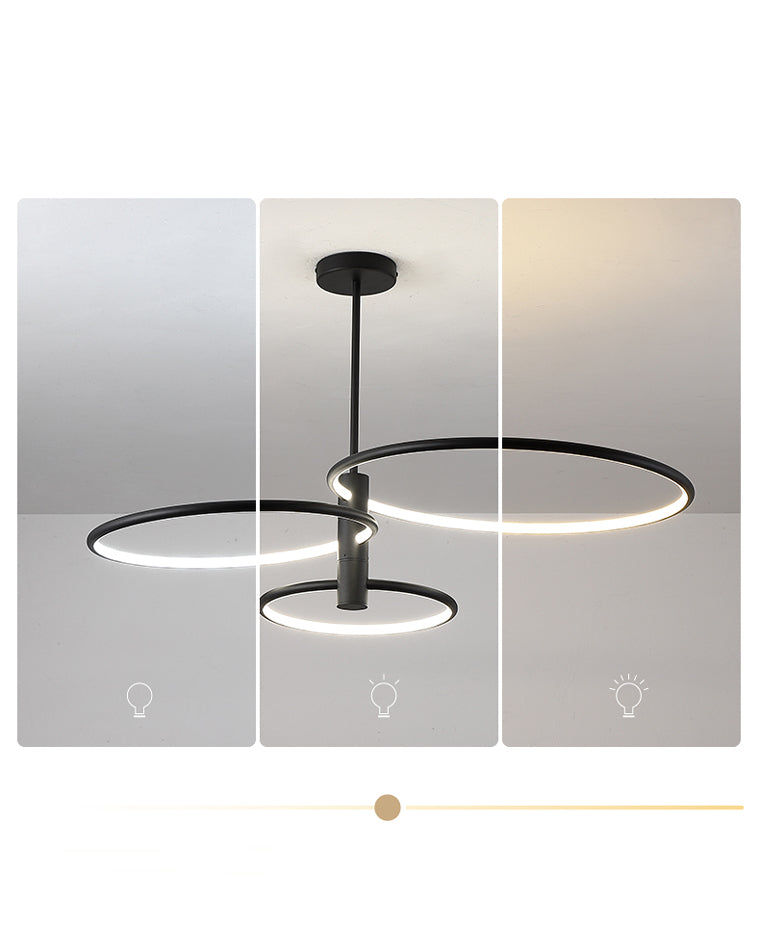 Diff 3 Black LED Rings Chandelier-DF2179