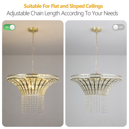 8-Light 23.6" Wide Crystal Waterfall Chandelier-DG2007