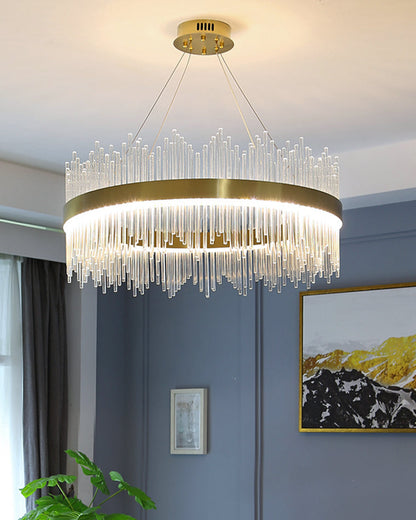Diff Glass Rods Round Chandelier-DF2186