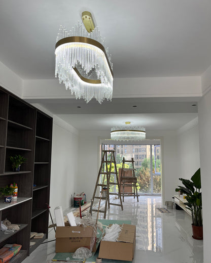 Diff Glass Rods Round Chandelier-DF2186