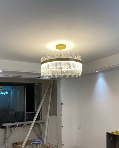 Diff Glass Rods Round Chandelier-DF2186