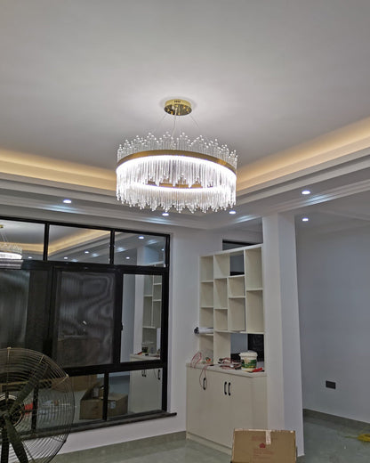 Diff Glass Rods Round Chandelier-DF2186