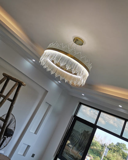 Diff Glass Rods Round Chandelier-DF2186