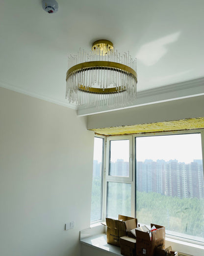 Diff Glass Rods Round Chandelier-DF2186