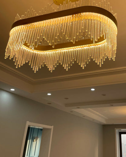 Diff Glass Rods Round Chandelier-DF2186