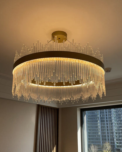 Diff Glass Rods Round Chandelier-DF2186