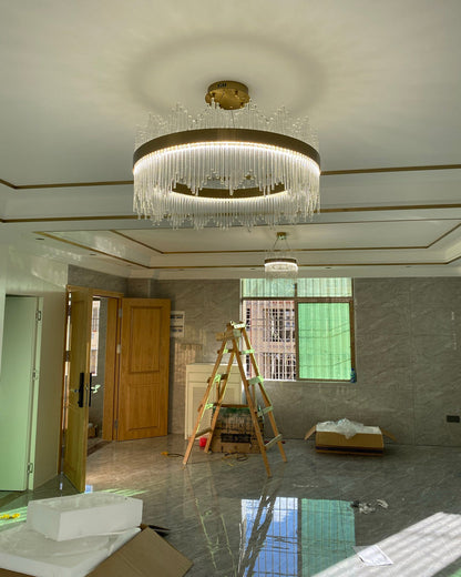 Diff Glass Rods Round Chandelier-DF2186