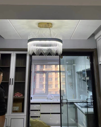 Diff Glass Rods Round Chandelier-DF2186