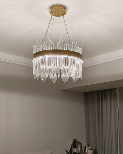 Diff Glass Rods Round Chandelier-DF2186