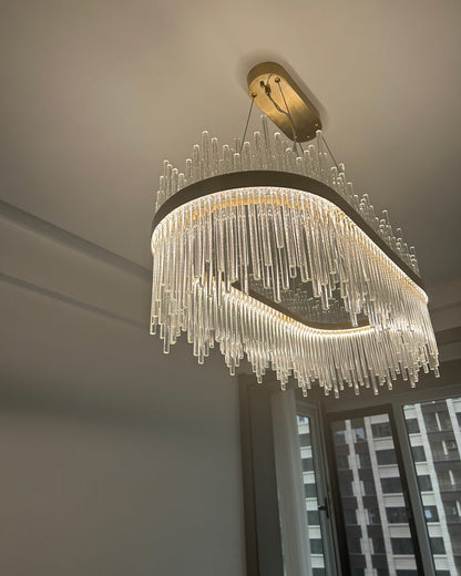 Diff Glass Rods Round Chandelier-DF2186