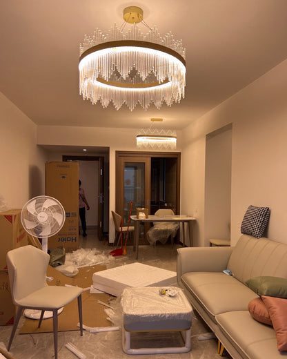 Diff Glass Rods Round Chandelier-DF2186