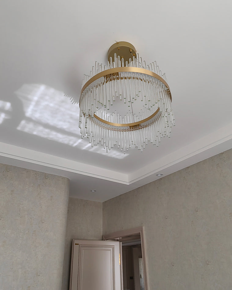 Diff Glass Rods Round Chandelier-DF2186