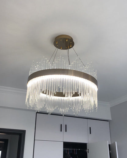 Diff Glass Rods Round Chandelier-DF2186