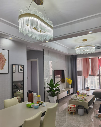 Diff Glass Rods Round Chandelier-DF2186