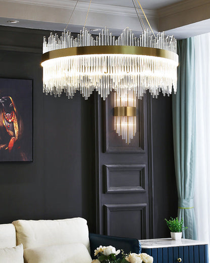 Diff Glass Rods Round Chandelier-DF2186