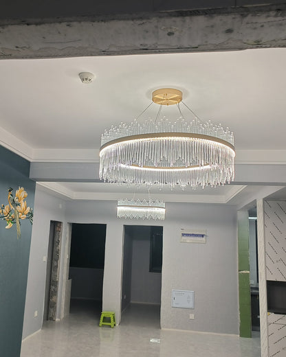 Diff Glass Rods Round Chandelier-DF2186